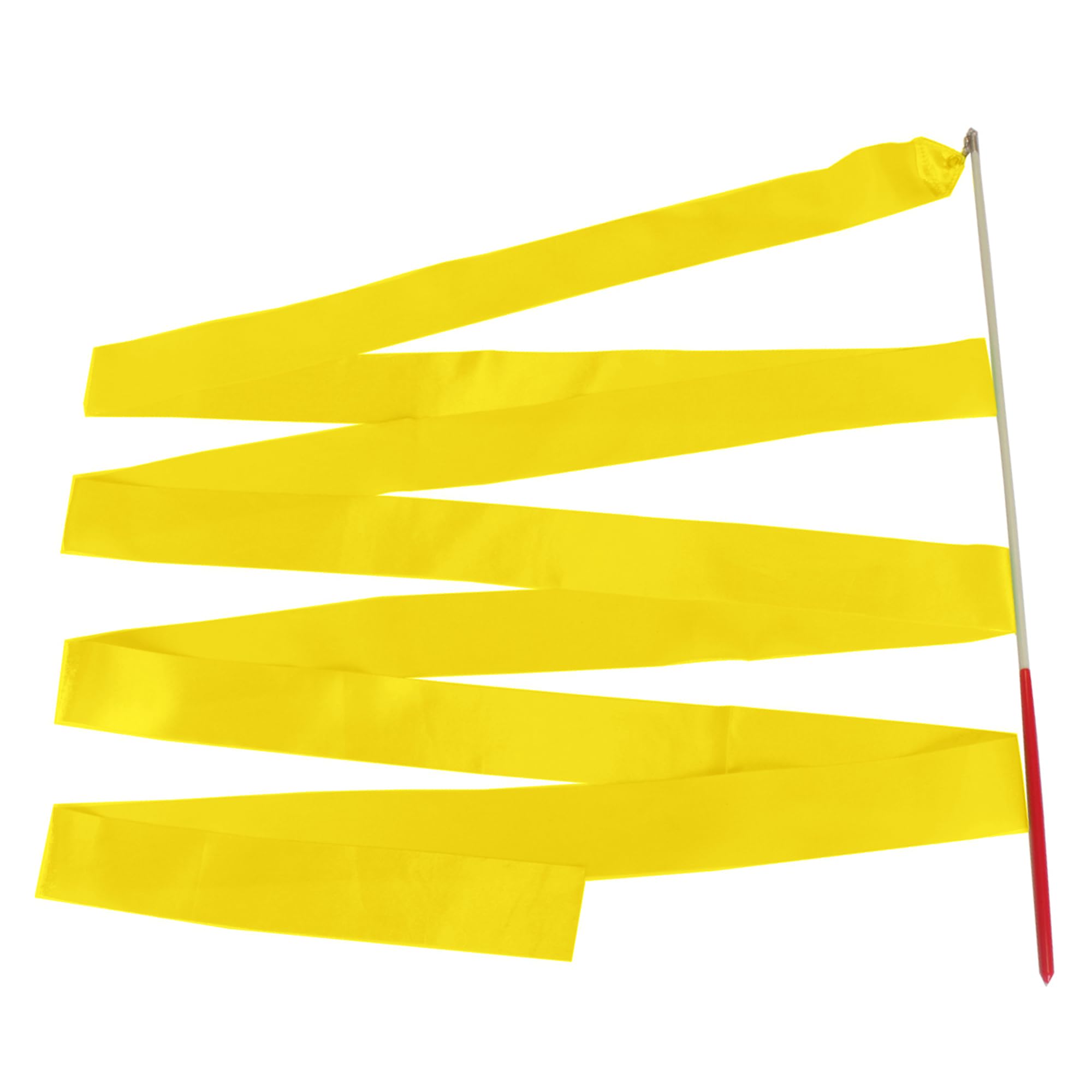 Trimming Shop 4M Gymnastics Ribbon Wand, Satin Dance Streamer for Ballet, Cheerleading, Baton Twirling, Rhythmic Gymnastics & School Performances, Yellow - 1pc