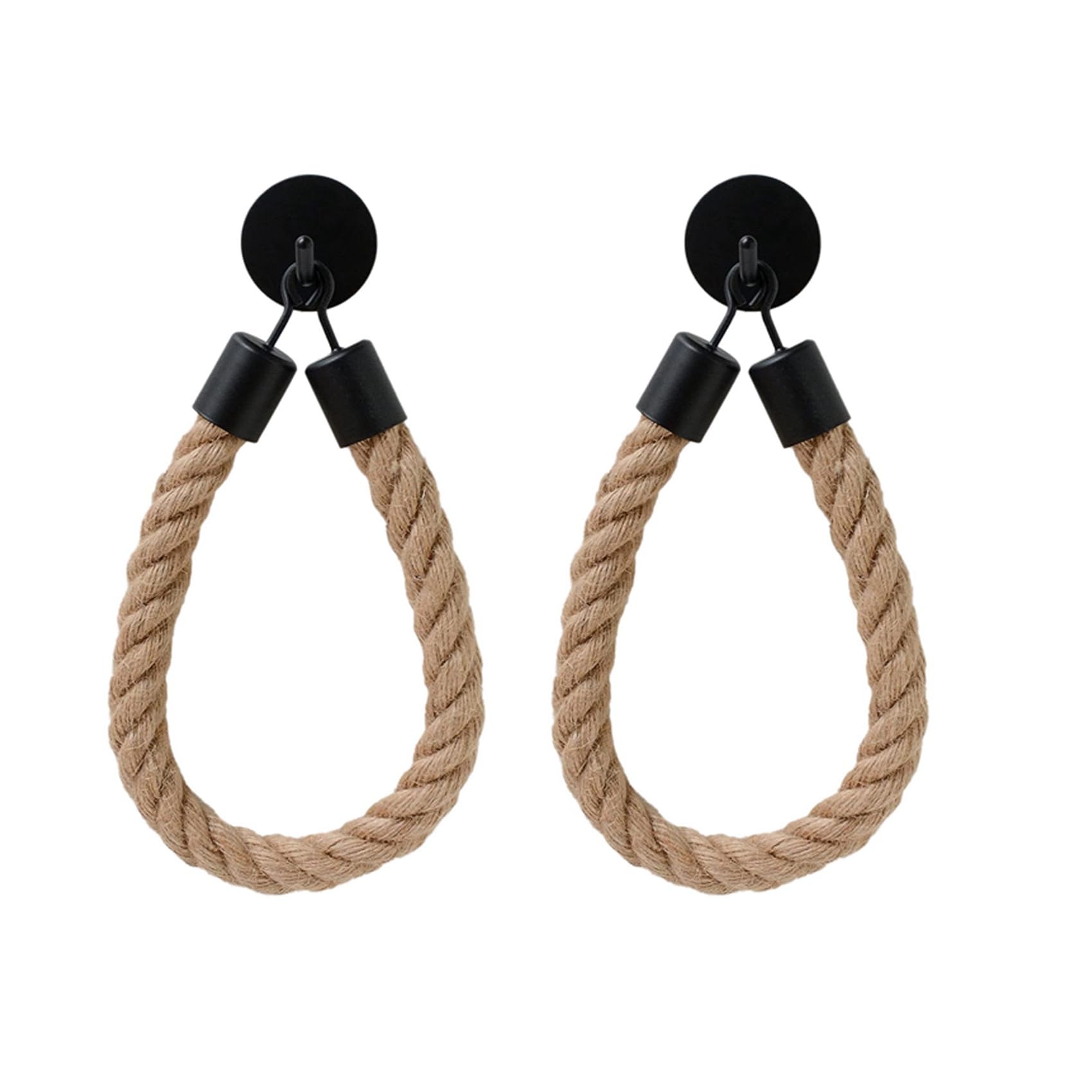 Hndhbfgrt 2PC Black Jute Toilet Roll Holder Vintage Towel Hanging Rope Toilet Paper Holder Home Hotel Bathroom Decoration Supplies