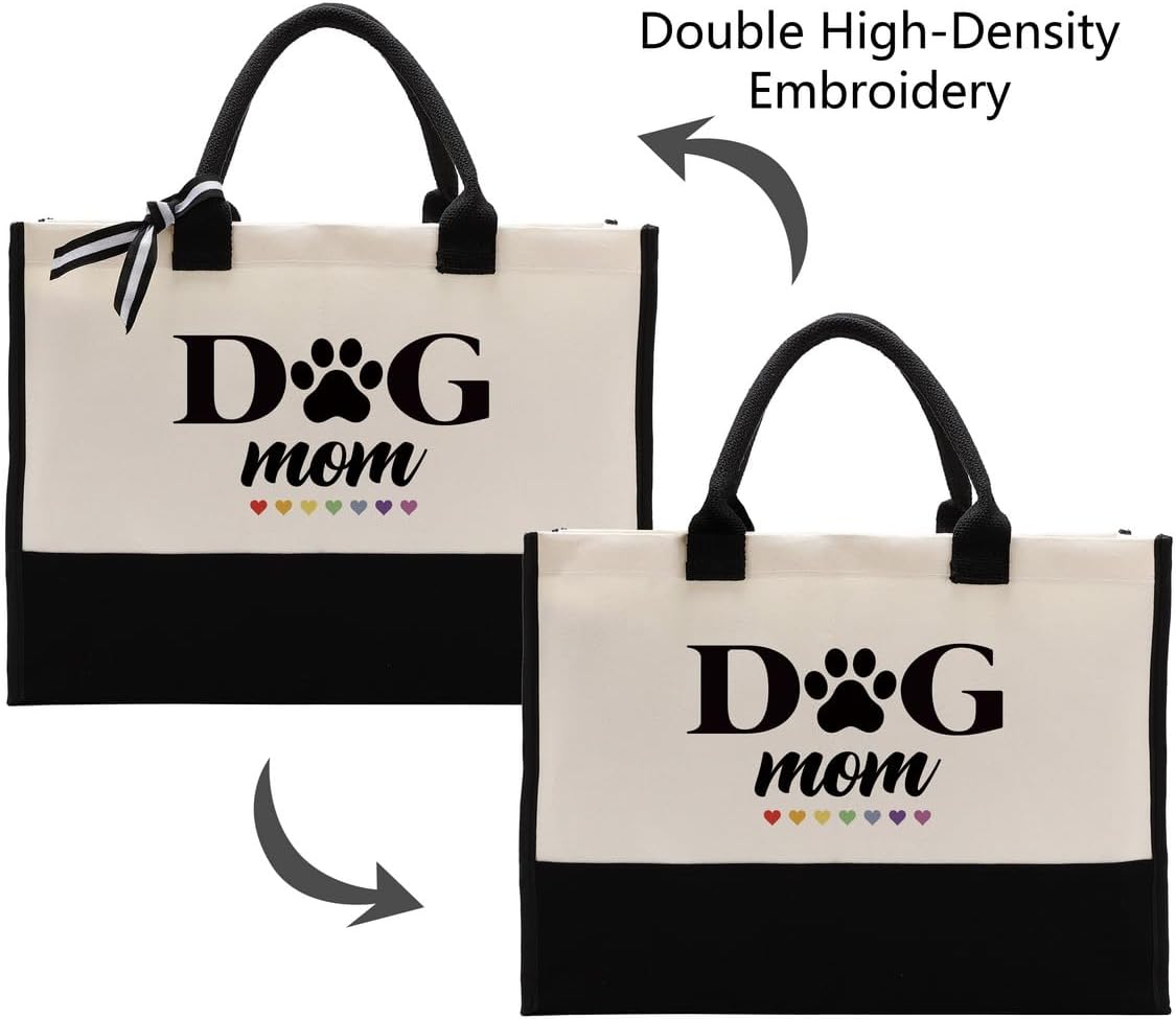 EDCTO Canvas Tote Bag, Cotton Canvas Tote Bag, Dog Mom Bag, Dog Mom Tote Bag for Women, Unique Gifts for Dog Mom, Pet Dog Lovers, Veterinarian, Animal Rescue, Canvas Beach Tote, Short Trip Bag - Image 6