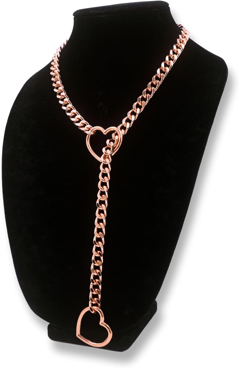 Heart O-ring Slip Chain Necklace For Women, Handmade Punk Gothic Cuban Necklace Jewelry Adjustable Lariat Y-Necklace - Image 3