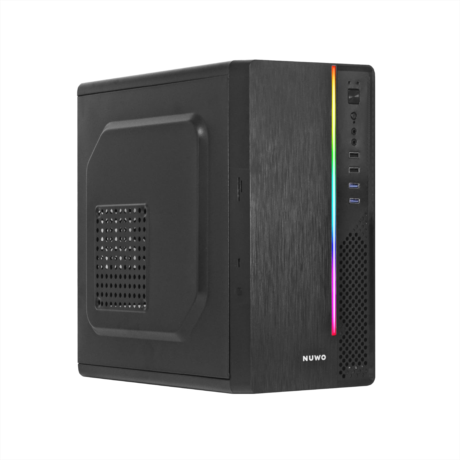 Nuwo Itak I603 Case Micro-ATX Mini-ITX con Alimentatore 240W per PC Desktop Office Mini Tower mATX 0.40MM SPCC, Strip LED e Lettore Card, USB 3.0, Nero