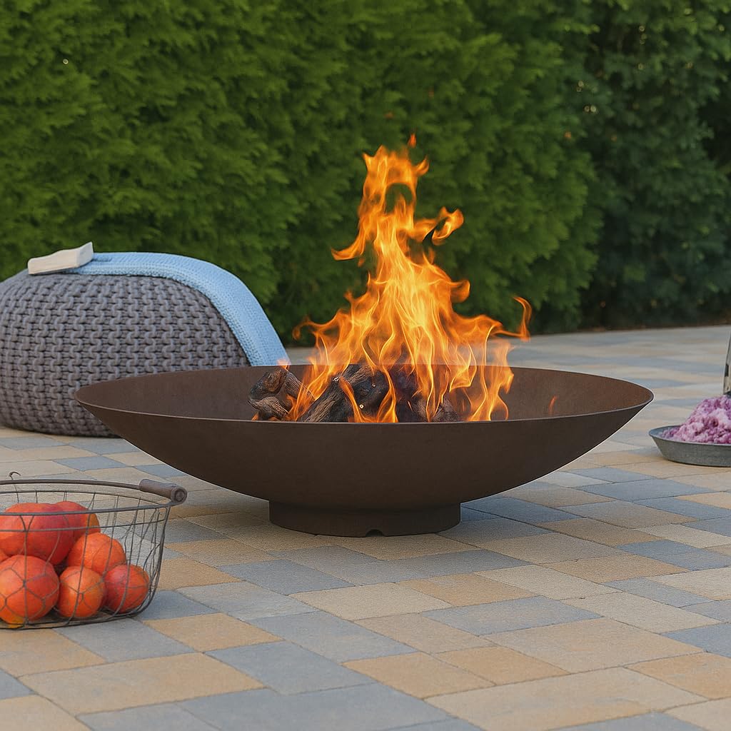 CLGarden Feuerschale 100 cm groß aus Cortenstahl 2,5 mm Feuerstelle rund Metall Feuer Schale für den Garten
