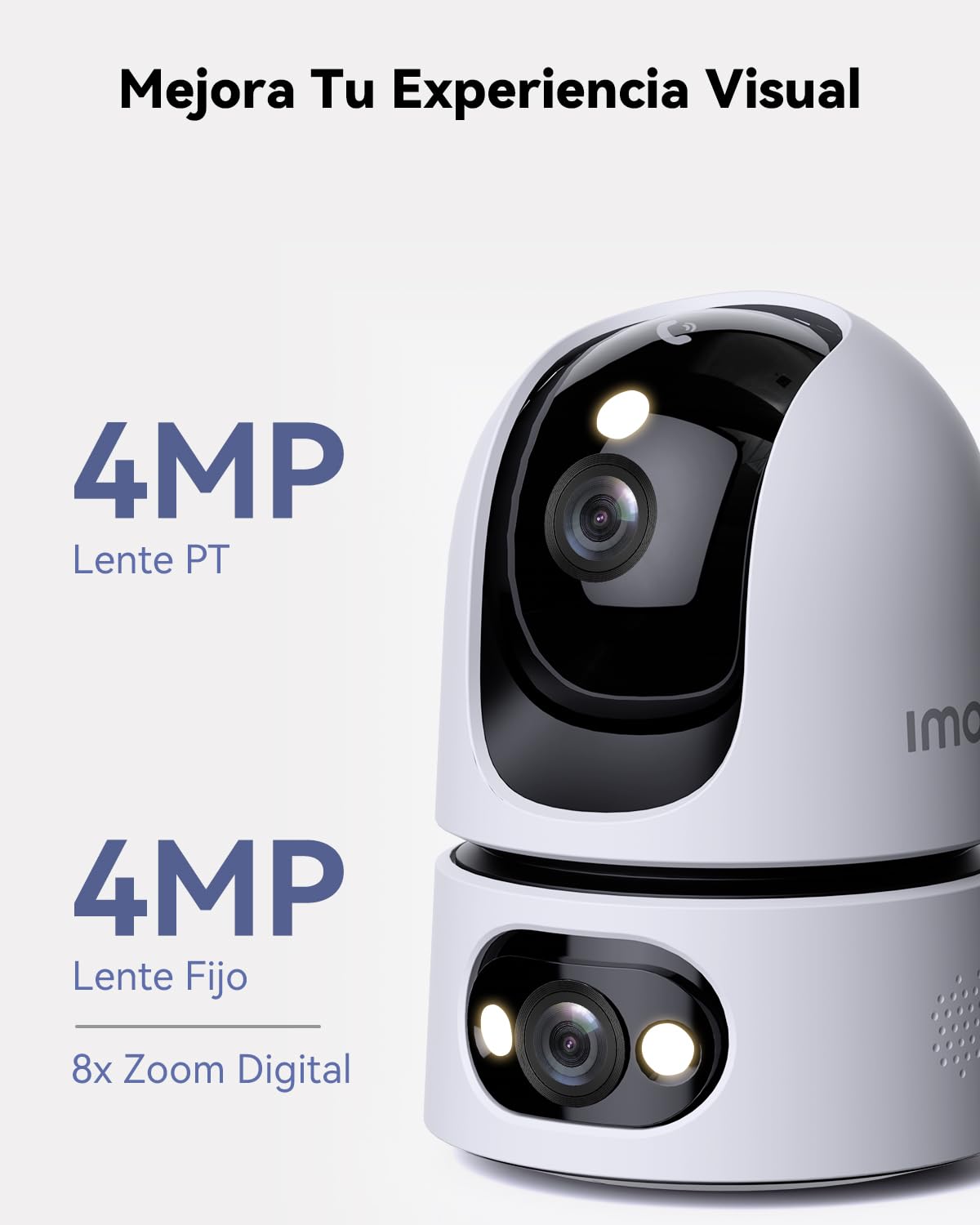 Imou Cámara Vigilancia 2.4/5GHz WiFi Interior Doble Lente 4MP Fijo+4MP PT, Cámara IP WiFi 360° con Visión Nocturna, Detección de Humano/Sonido Anormal, Seguimiento Automatico, Audio Bidireccional