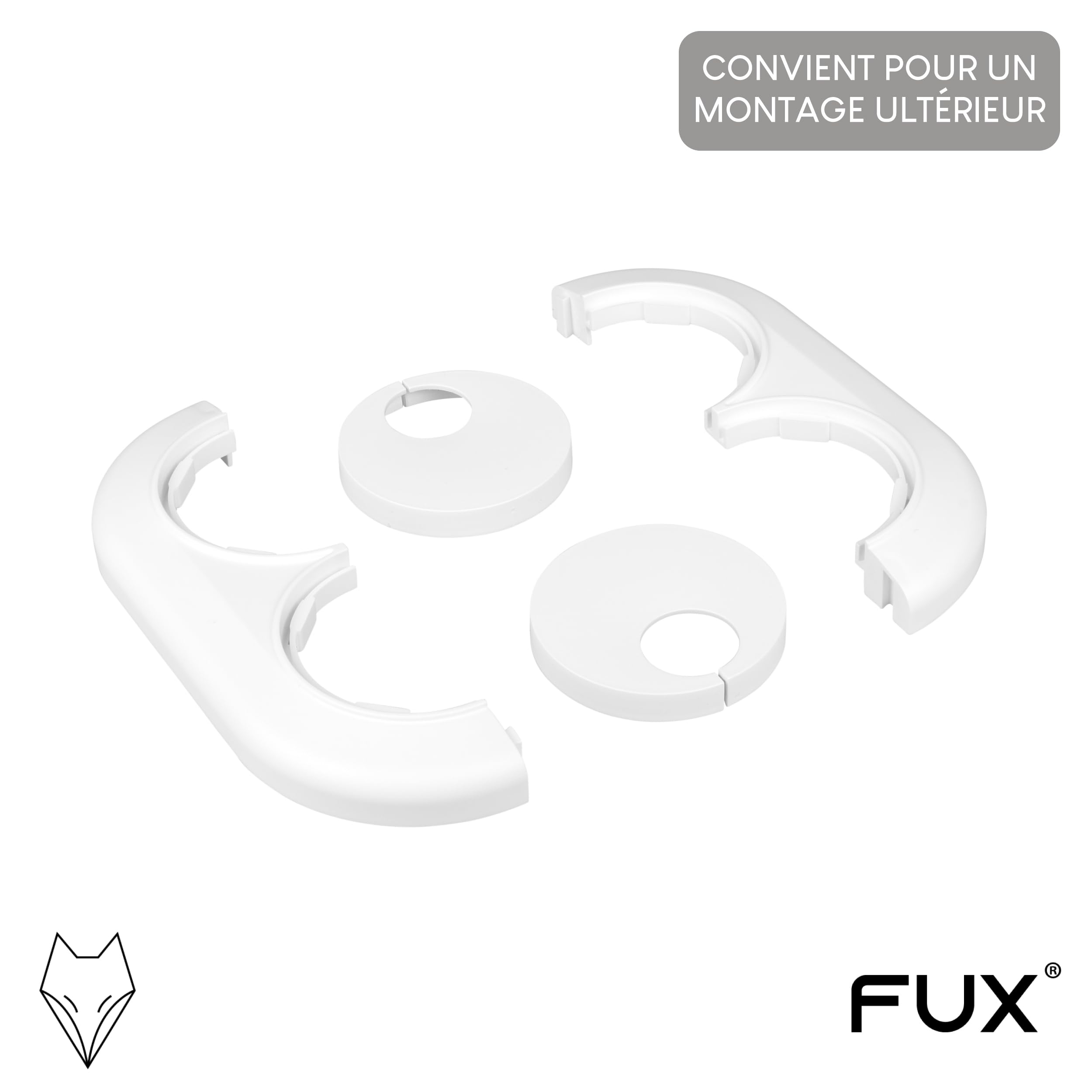 FUX 5 Pcs Cache Tuyau Rosace Radiateur 22mm Blanc - Rosace Double pour Coffrage PVC