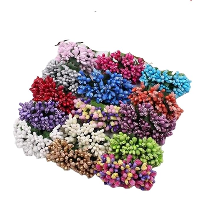 ALEVAN Artificial Pollen Flower for Decoration Pack of 144pc (Multi