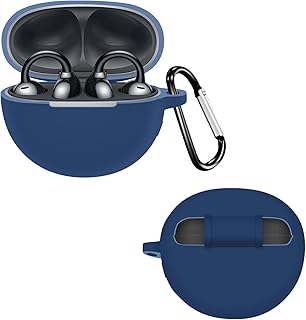 for HUAWEI FreeClip Case Soft Shockproof Shells Washable Housing Anti Dust Cover with Hook Carabiner (blue)