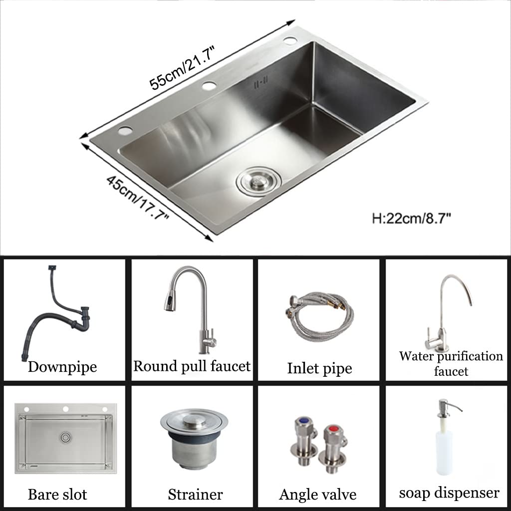 Lavavajillas de Cocina lavavasos, lavavasos de Acero Inoxidable de un Solo tazón para Barra de Hotel, cafetería y Restaurante (Color: Negro y Gris, tamaño: 70 x 46 cm)