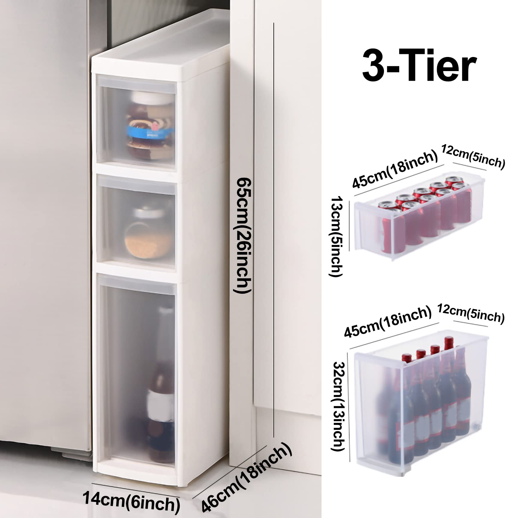 Gabinete vertical de almacenamiento de baño de 6 cajones con ruedas, diseño delgado, cajones de plástico de gran capacidad, ahorro de espacio, torre de almacenamiento estrecha para baños