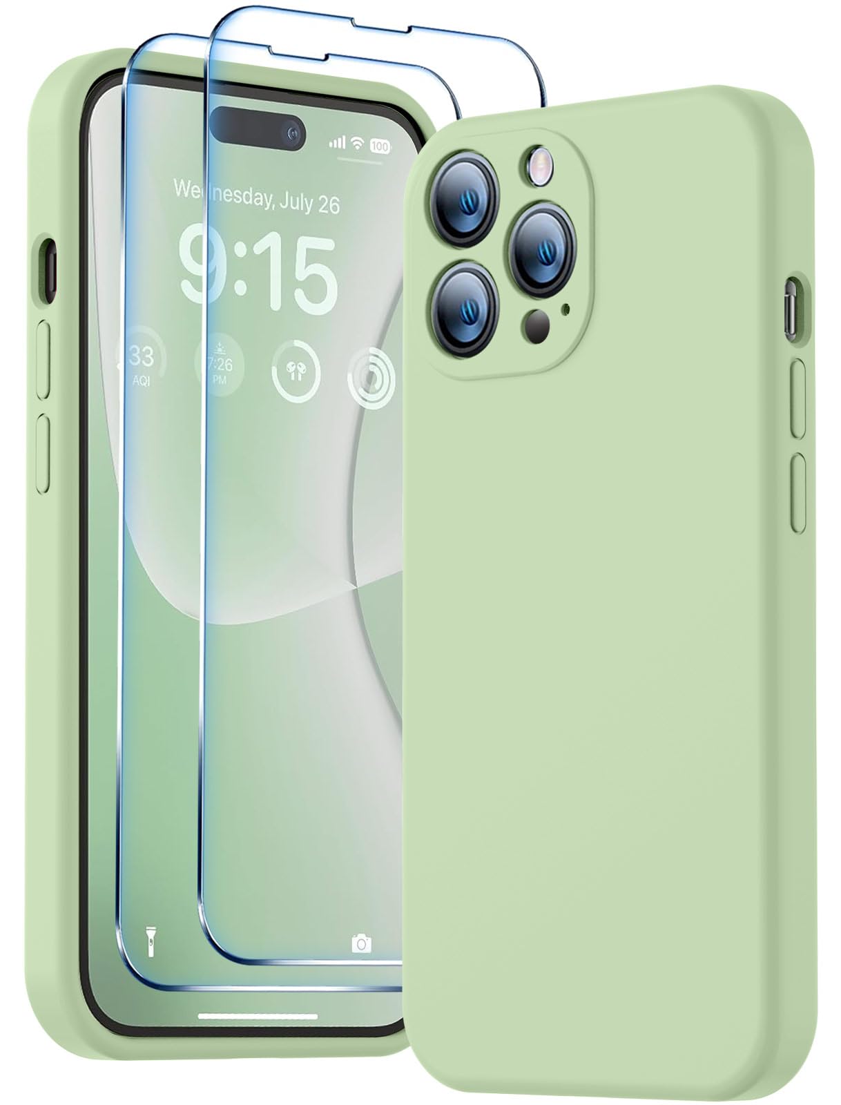 BossKiss Compatible with iPhone 14 Pro Case, Silicone Upgraded [Camera Protection] [2 Pcs 9H Screen Protector], Soft Anti-Scratch Microfiber Lining