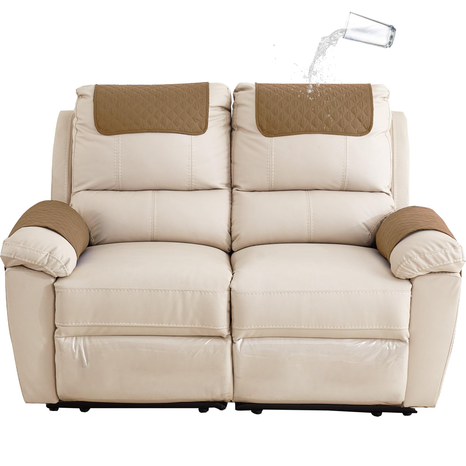 Gyhh Camel Sofa Armrest Cover, Headrest Cover For Recliner Chair Arm Cover,Armchair Slipcover Nonslip Quilted Furniture Protector For Pets Leather Sofa Couch