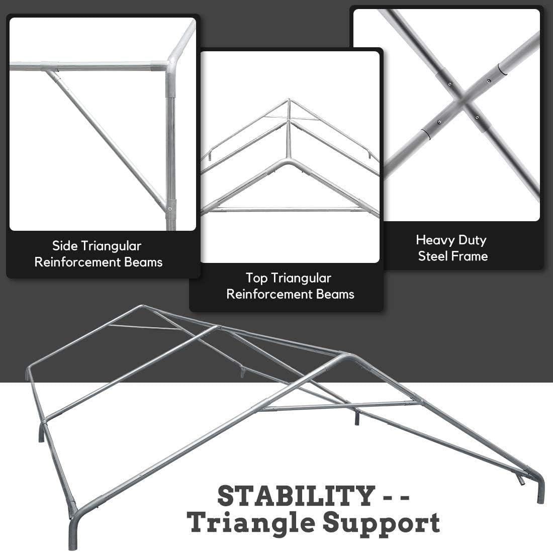 🔥 Cаѕhbасk uр tо 70% 10 x 20 ft Upgraded Heavy Duty Carport Car Canopy Portable Garage Tent Boat Shelter with Reinforced Triangular Beams and 4 Weight Bags