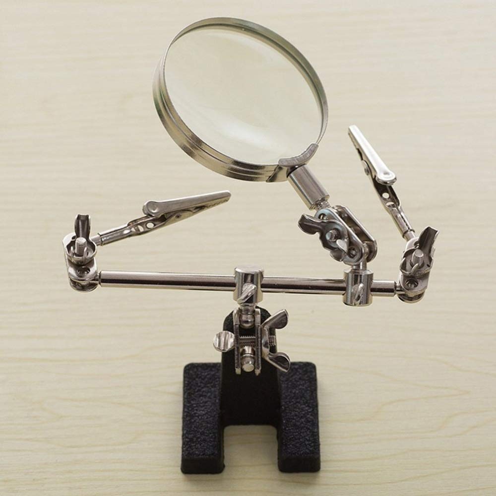 Loupe 6X à 3 Mains, Support métallique Portable à Clipser, Support de Fer à souder, Outil de soudage avec ES Compatible avec Les Timbres de bijoutier charitable