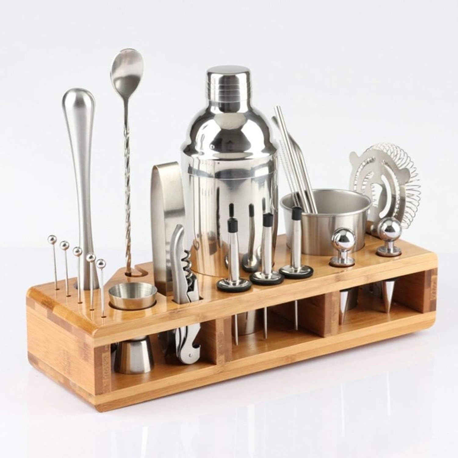 Set 23 Pezzi Acciaio Inox per Cocktail con Portabottiglie, 550ml, 550ml