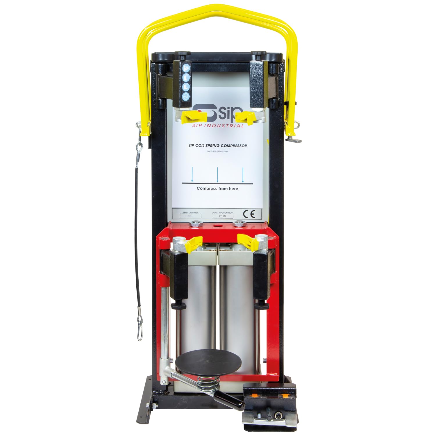 SIP Pneumatic Strut Spring Compressor, 2400kg / 2.4 Tonne Max Compression, 5-10 Bar Twin Pneumatic Rams