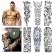 Full Arm Temporary Tattoo Set (6 Sheets) , Konsait Extra Large Temporary Tattoo Realistic Black Fake Tattoo Body Stickers for Men Women Adults Kids,Dragon Geometric Dark mark Skull Rose of the Death