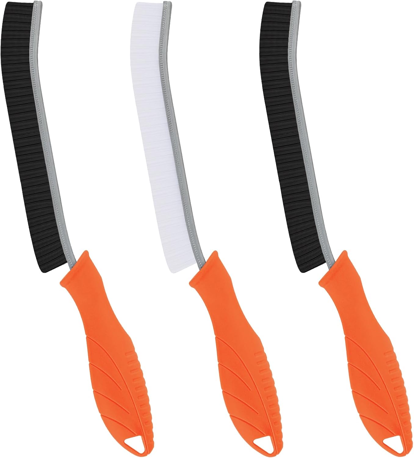 Hard Bristle Crevice Cleaning Brush – Cleaning Supplies – Grout Cleaning Brushes for Household Use – Crevice Cleaning Tool for Bathroom, Home and Kitchen (3, Orange)