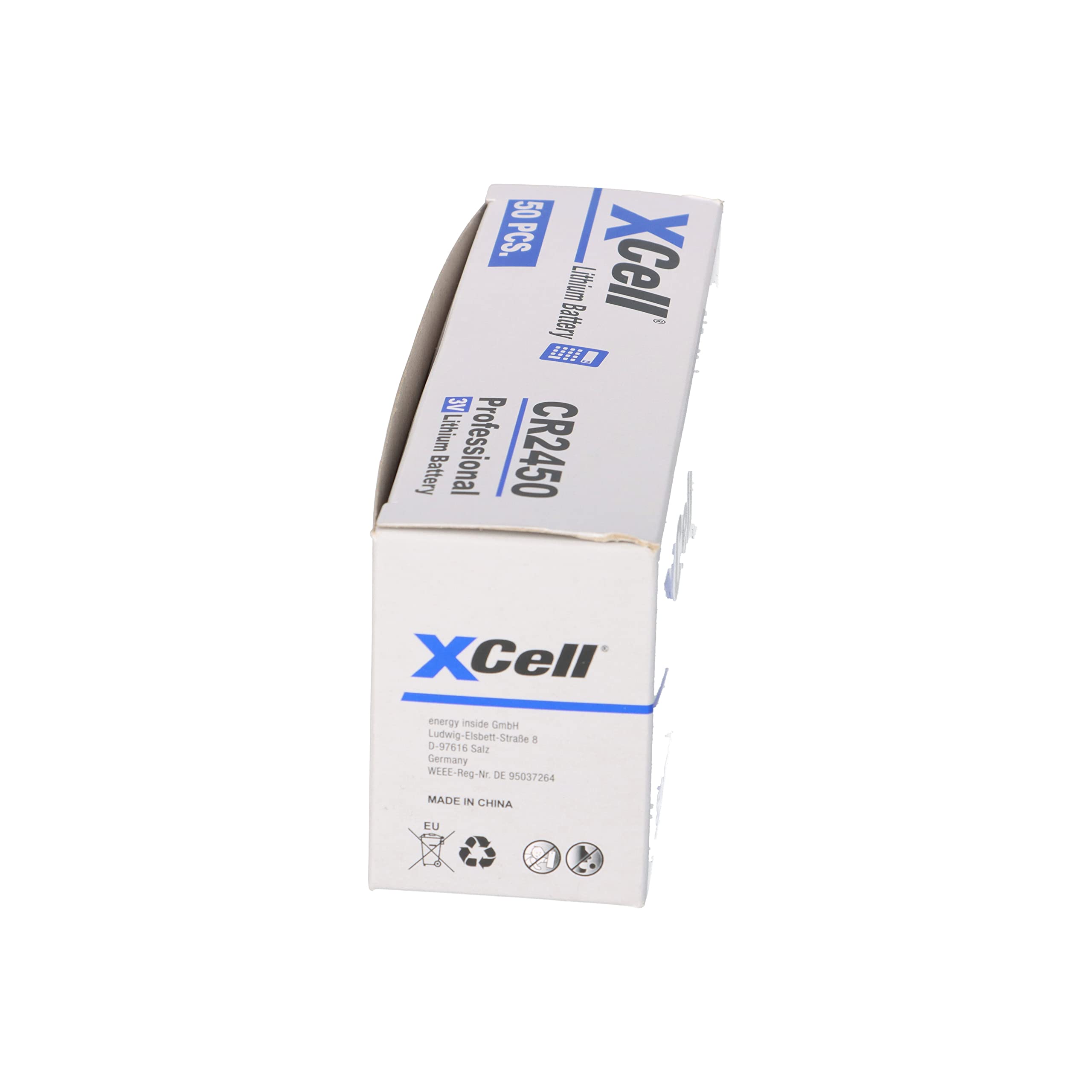 Lot de 100 piles bouton au lithium CR2450 3 V / 620 mAh (20 x 5) - Haute performance - Pour utilisation professionnelle