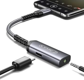 JSAUX Earphone Jack Aux Cable Converter Type C PD 60W Fast Charging Simultaneous Music USB C Earphone Adapter