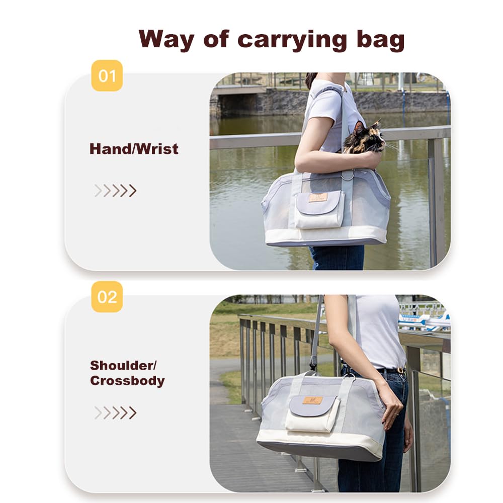 Bolsa portátil para gatos, transpirable, resistente al desgaste, bolsa de hombro portátil para perros pequeños y gatos, tela Oxford, antiarañazos, resistente a la suciedad, diseño de gran capacidad