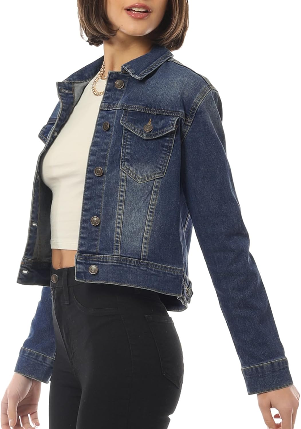 Design by Olivia Women's Classic/Destroyed Vintage Washed Long Sleeve Denim Jean Jacket - Image 5