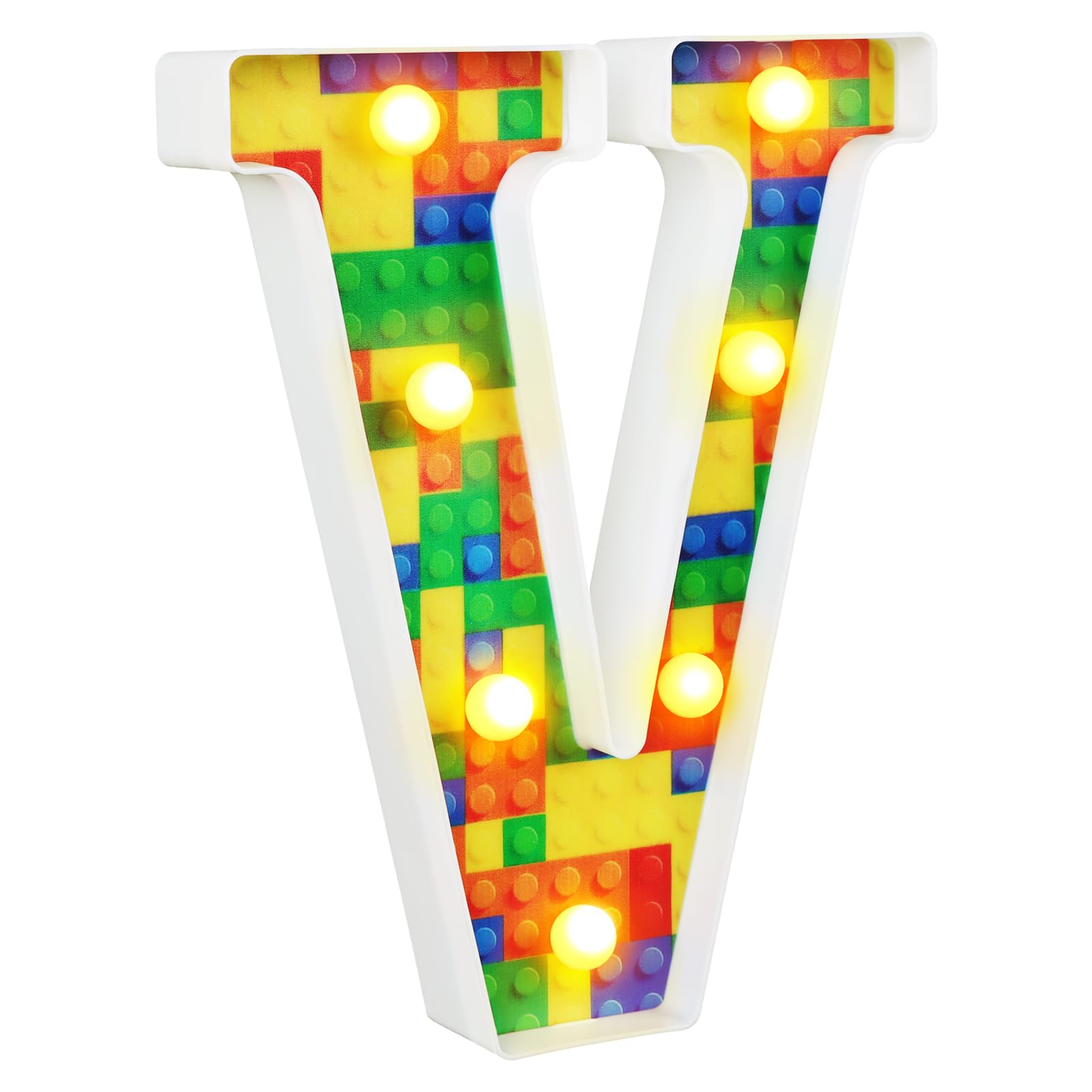 8.6IN Letter Lights V, LED Letter Lights Sign, 26 Alphabet Light Up Letters Sign for Night Light Wedding Birthday (letter-V)