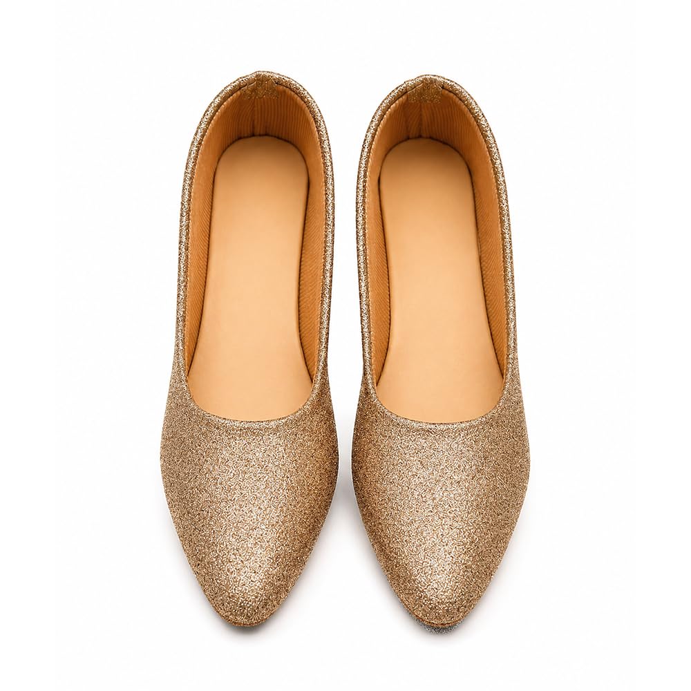 Women's Glitter Ballet Flats | Sparkly Slip-On Bellies for Women | Comfortable Round Toe Casual Party Shoes | Gold-image-39