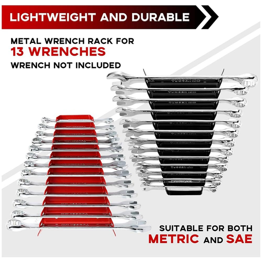 Nagoyuki 2 Pack Metal Wrench Organizer Premium Wrench Holder Vassoio Soluzioni di Archiviazione A Parete per Chiave Inglese 1 e 1 Nera