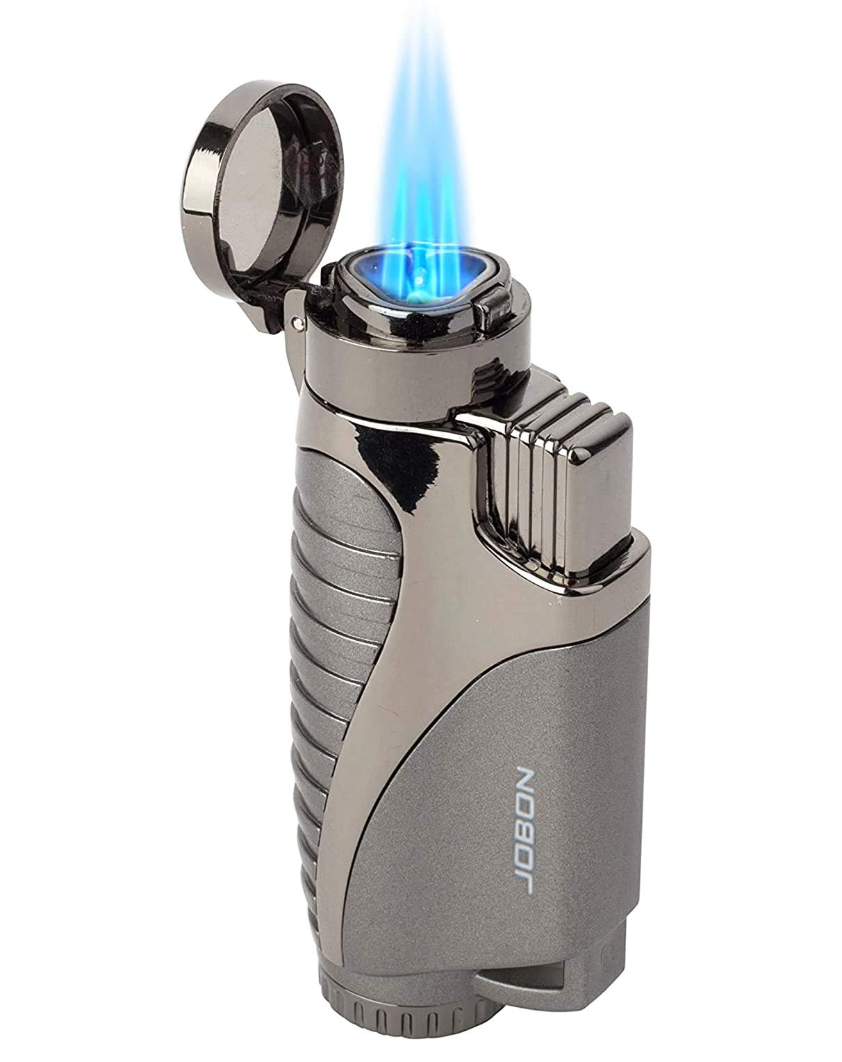 Triple Jet Flame Cigar Lighter Butane Lighter - Cigarette Torch Lighter - Premium Smoking Accessories & Gifts - Refillable Tank, Adjustable Gas Knob, Windproof Fire for Family Friends Gift