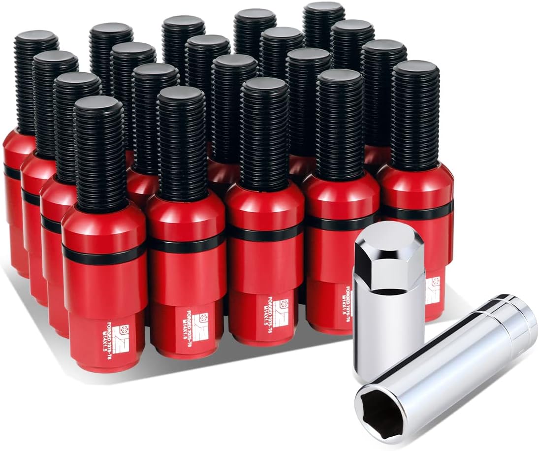 J2 EngineeringJ2-LN-T7-041BS-RD 20Pcs M14 x 1.5 Removable Cap Closed End Ball Seat Wheel Lug Bolt Compatible with Mercedes-Benz