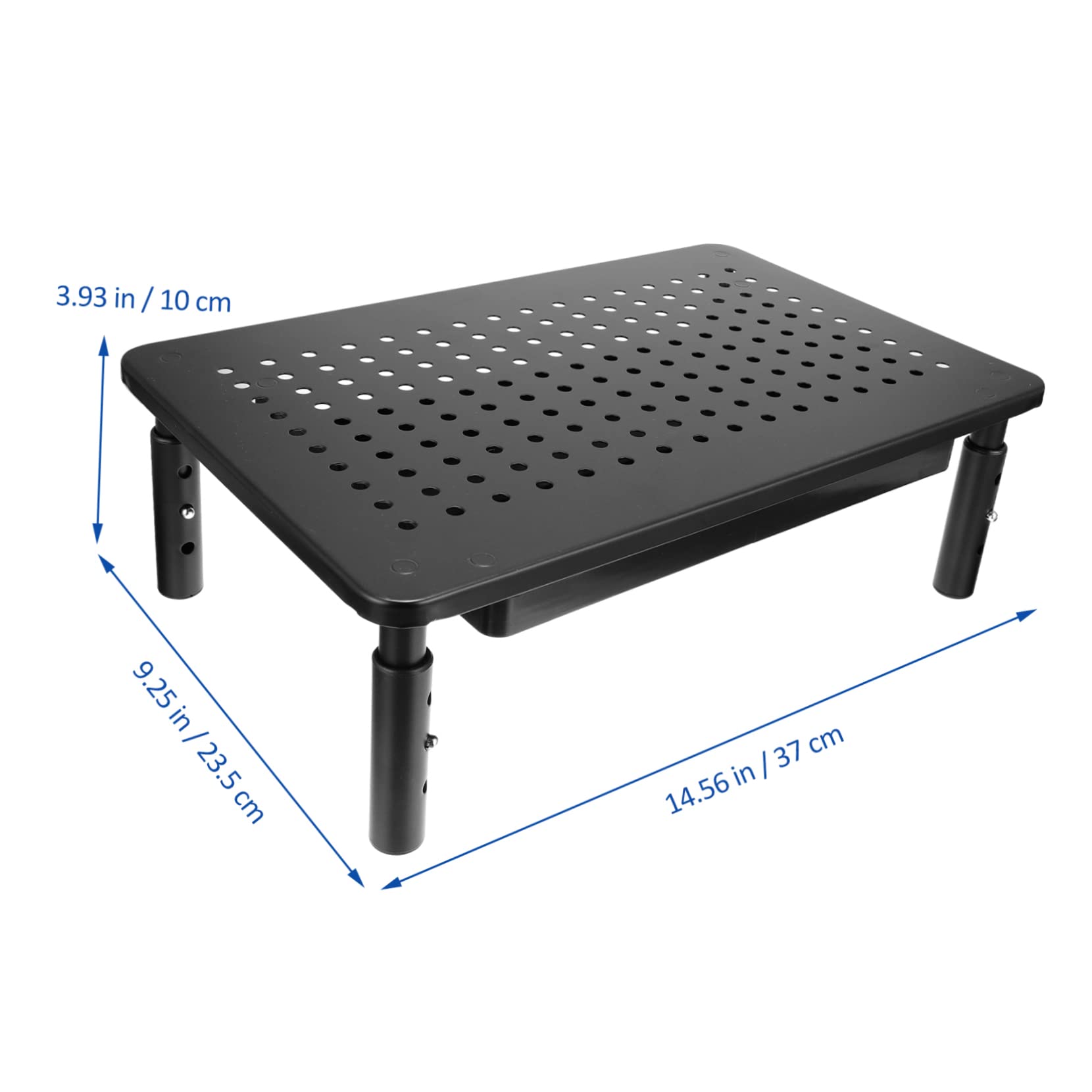 Uonlytech Rehausseur D’écran pour Moniteur Plateau Perforé Tiroir en Fer , Hauteur Réglable 3 Niveaux et Ventilation pour Bureau Ergonomique