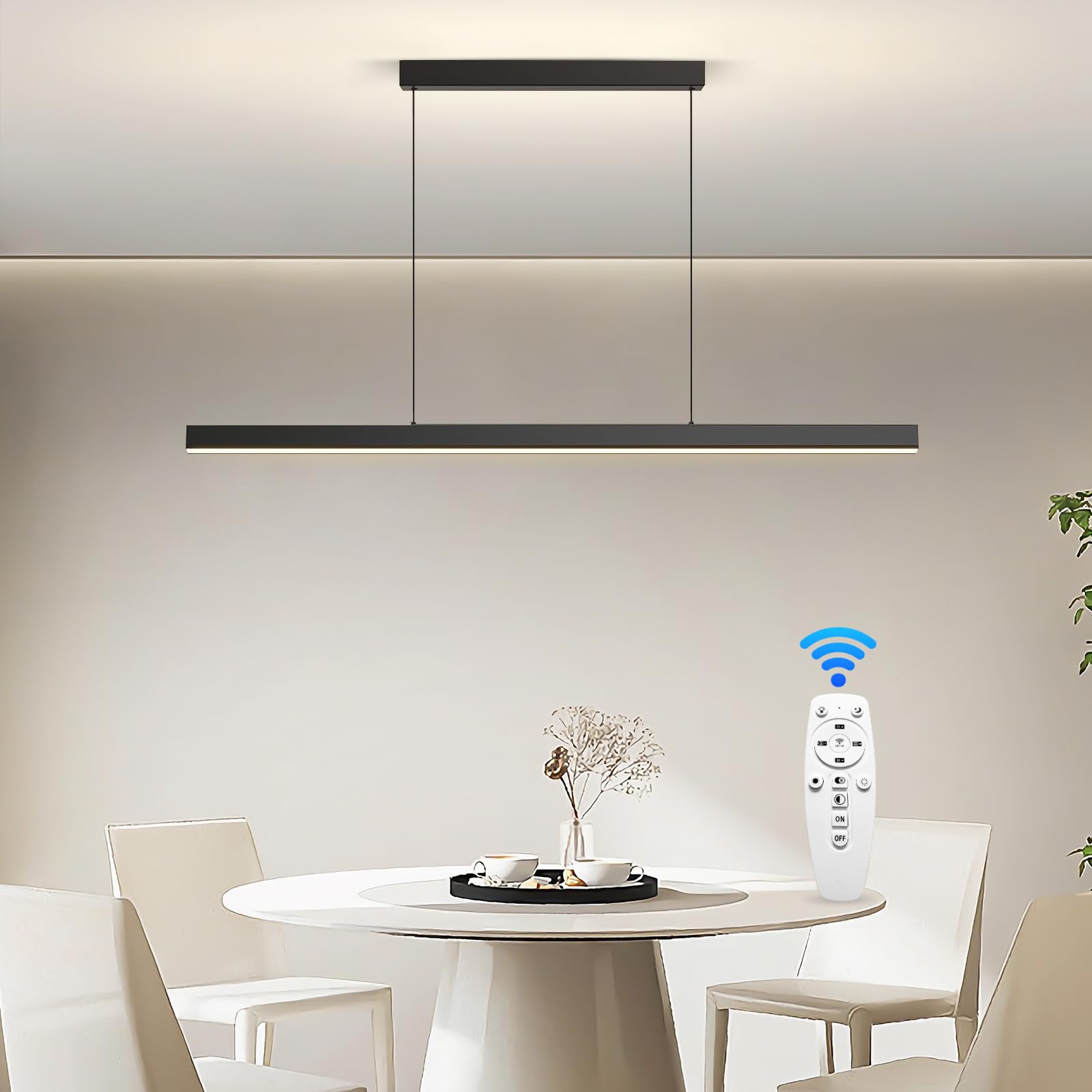 Photo 1 of INAOSN Pendant Lights Kitchen Island Dimmable Pool Table Light with Remote, Modern LED Island Lights for Kitchen, 39.37" LED Linear Pendant Light Fixtures Dining Room Living Room Billiard Room