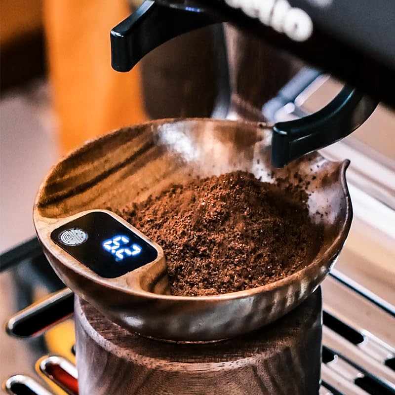 Walnut Coffee Scale, 2-in-1 Dosing Tray Espresso Coffee Weighing Scale