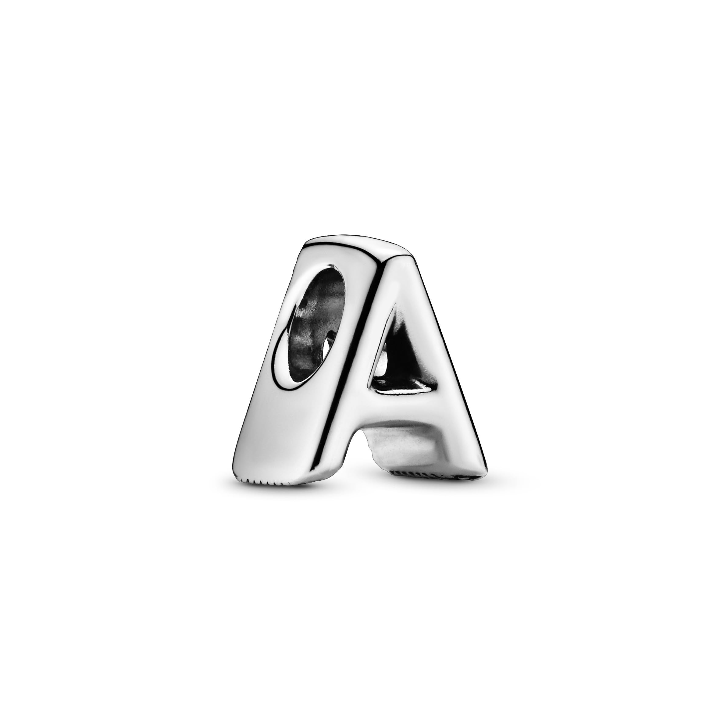 PANDORA Moments Buchstabe A - wendbares Alphabet-Charm aus Sterling-Silber mit geprägten Herzen und Perlen an der Rückseite - kompatibel mit Armbändern Moments Kollektion