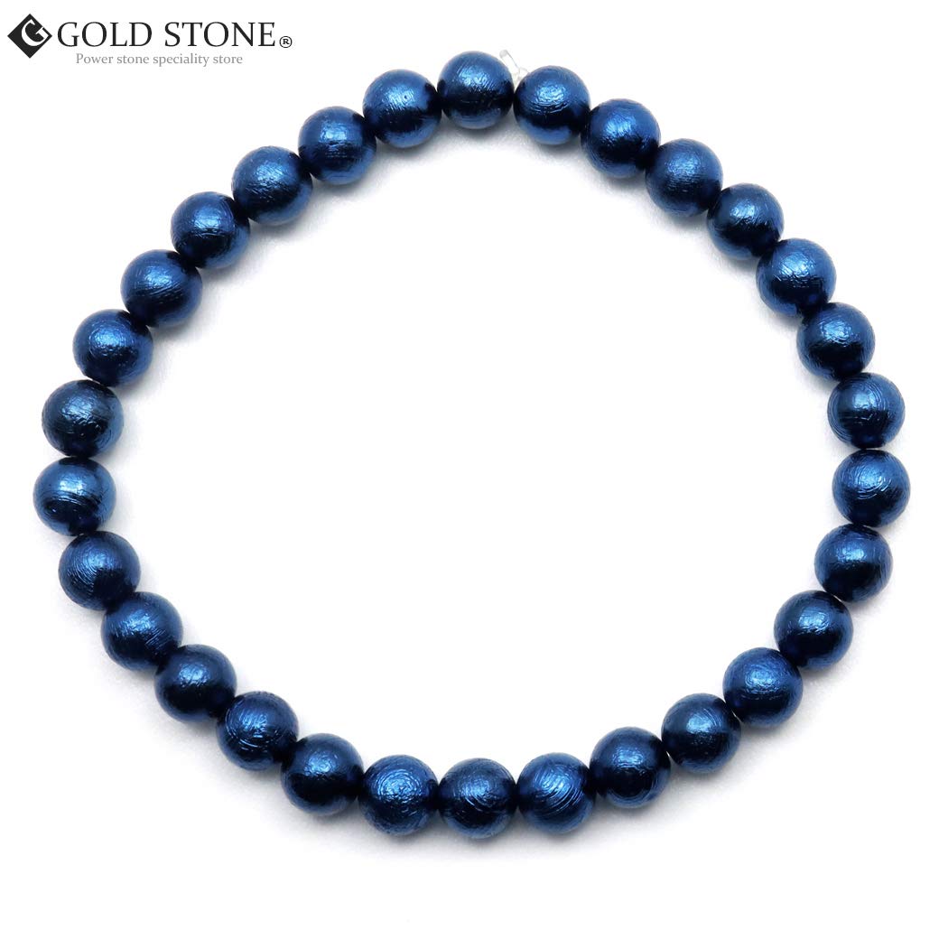 鉄隕石ギベオン ブレスレット ブルー GOLD STONE ギベオン 鉄隕石 メテオライト ブレスレット 6mm 新