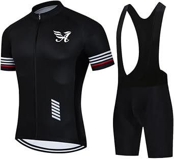 Maillot Cyclisme Homme Tenue, avec Cuissard a Bretelle 9D Gel Rembourre, Homme Ete Cyclisme Vetements Respirant Ferreux-2,Large