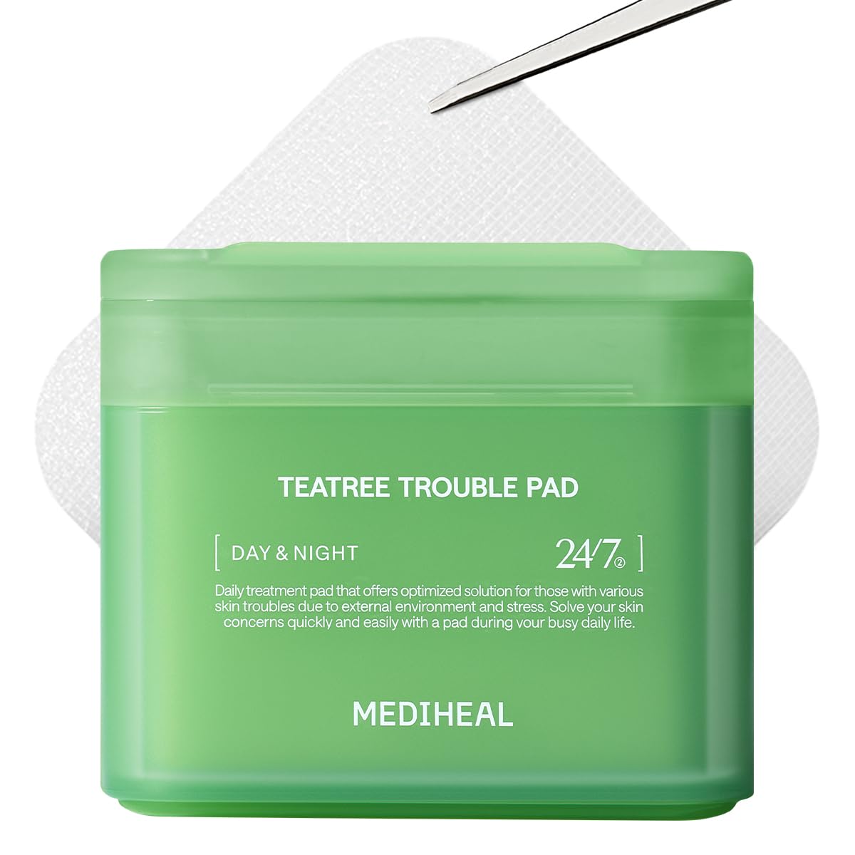 Mediheal Teatree Trouble Pad | Square Cotton Facial Toner Pads With Tea Tree & Lactobacillus | Soothing Pads To Calm Sensitive & Acne Prone Skin-| Vegan Face Gauze Pads | 100 Pads