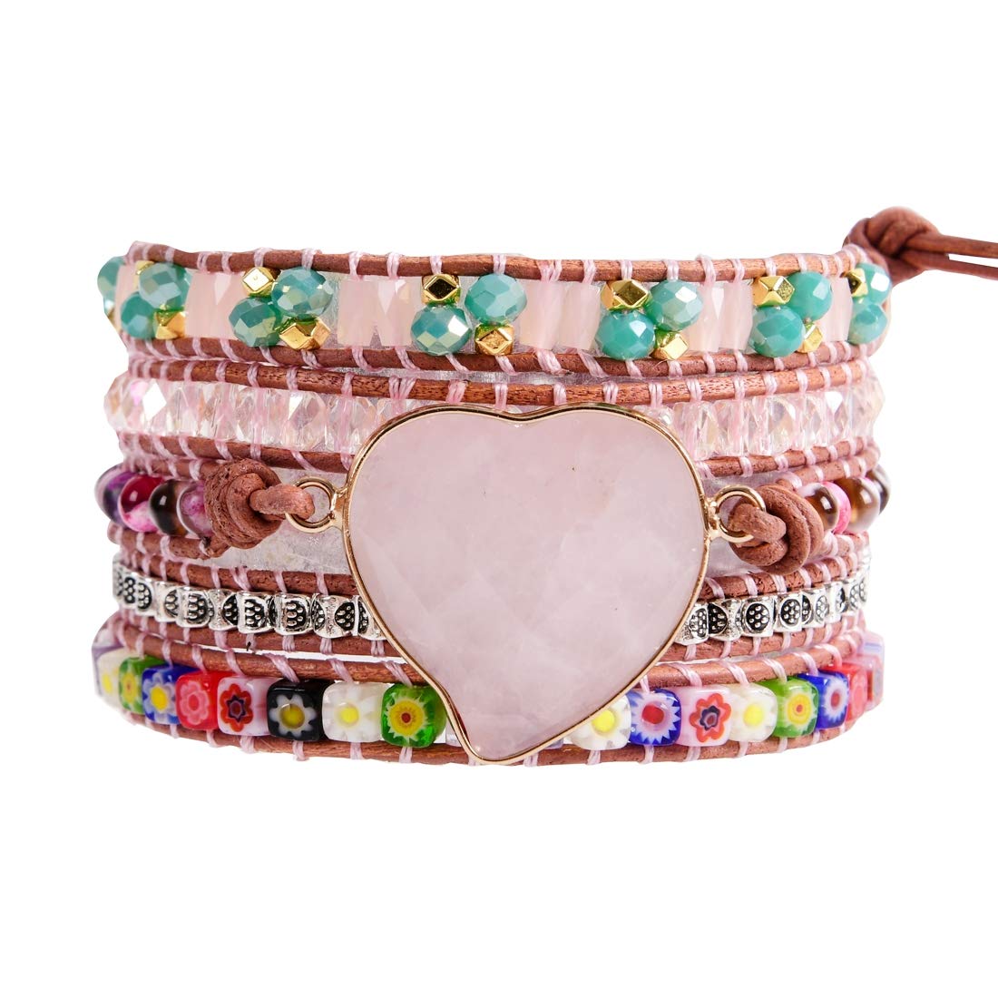 YGLINE Natural Stone Bracelet 3 Wraps Bracelet Handmade Boho Bracelet for Women Bracelet
