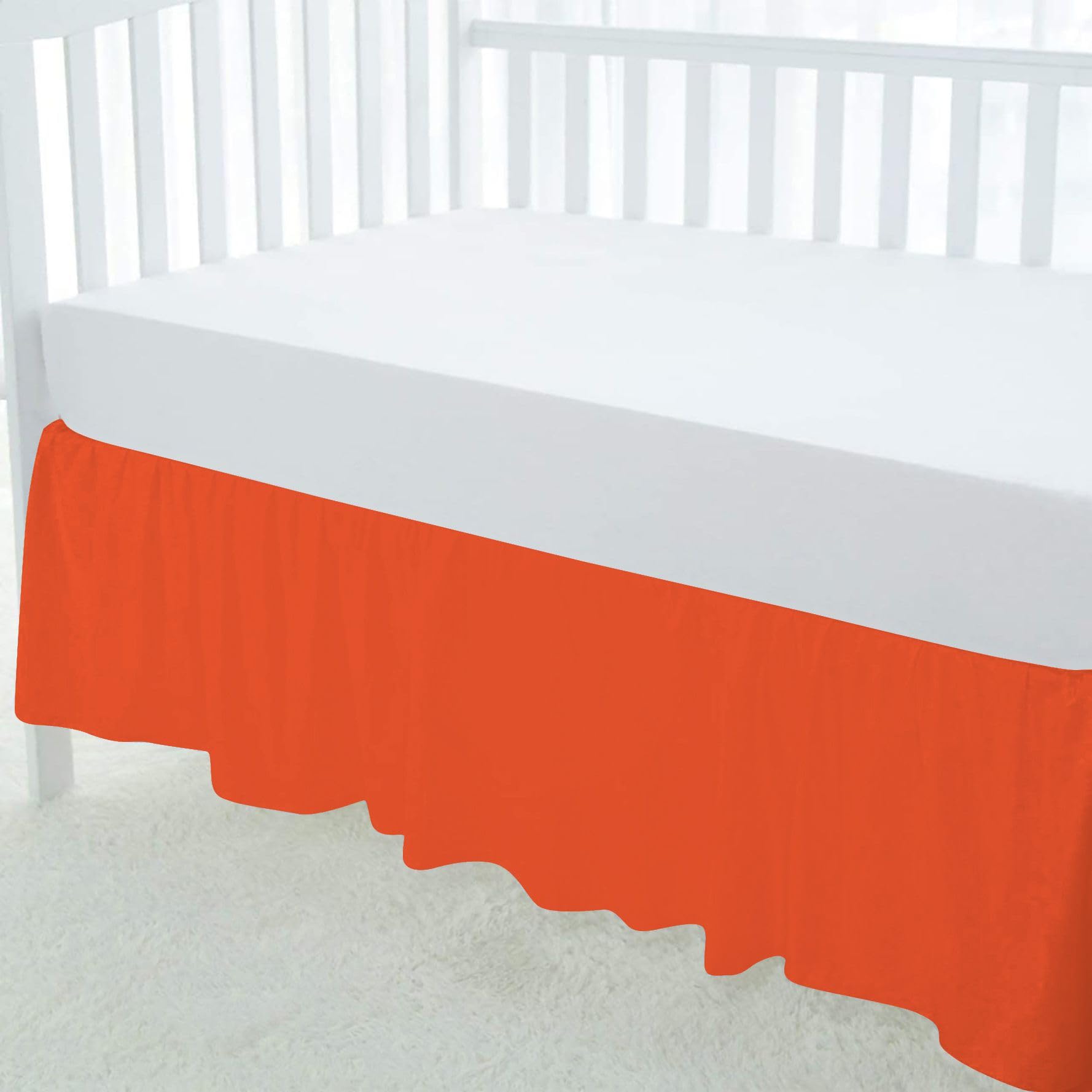 1 Piece Dust Ruffle Crib Bed Skirt 800 Thread Count 100% Egyptian Cotton Nursery Crib Toddler (28” x 52” x 14’’) Bedding Skirt for Baby Boys or Girls - Burnt Orange Solid