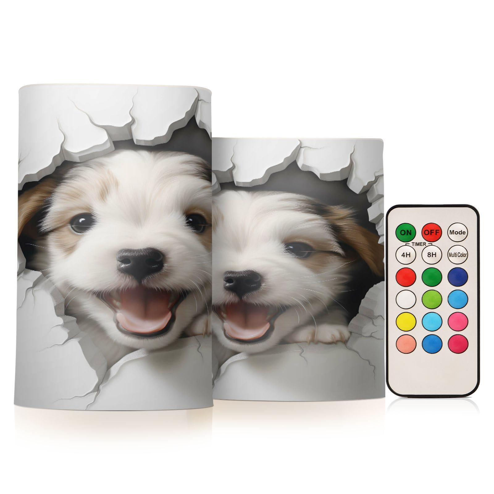 ALAZA Dog (56) Flickering Flameless Candles Battery Operated with Remote Timer,Tea Light Candles LED Pillar Votive Candles Set of 2 for Outdoor Indoor Decorations