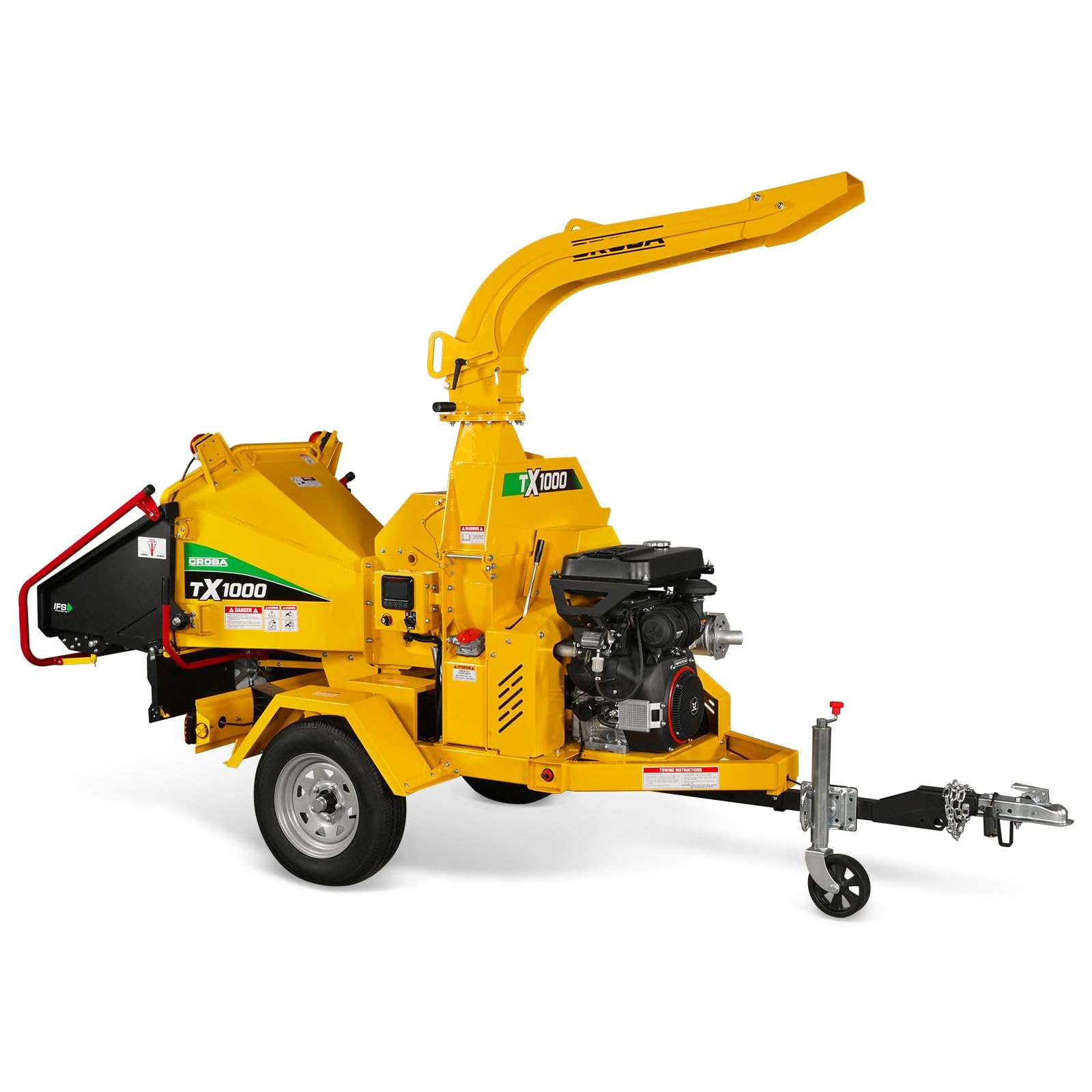 35hp 1000cc ZONSEN E-Start 8 inch Gas Powered Wood Chipper with Intelligent Hydraulic Feeding System, CROBA TX1000