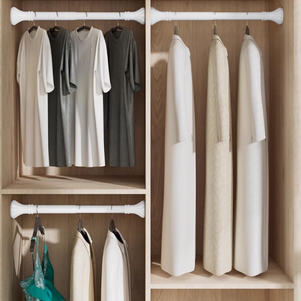 Verstellbare 40-500cm Gardinenstange Ohne Bohren,Teleskopstange Vorhang Ausziehbar Vorhangstange Klemmstange Duschvorhangstange Spannstange Badezimmer Schlafzimmer Mit Kartenfach(Silver,260-350cm)