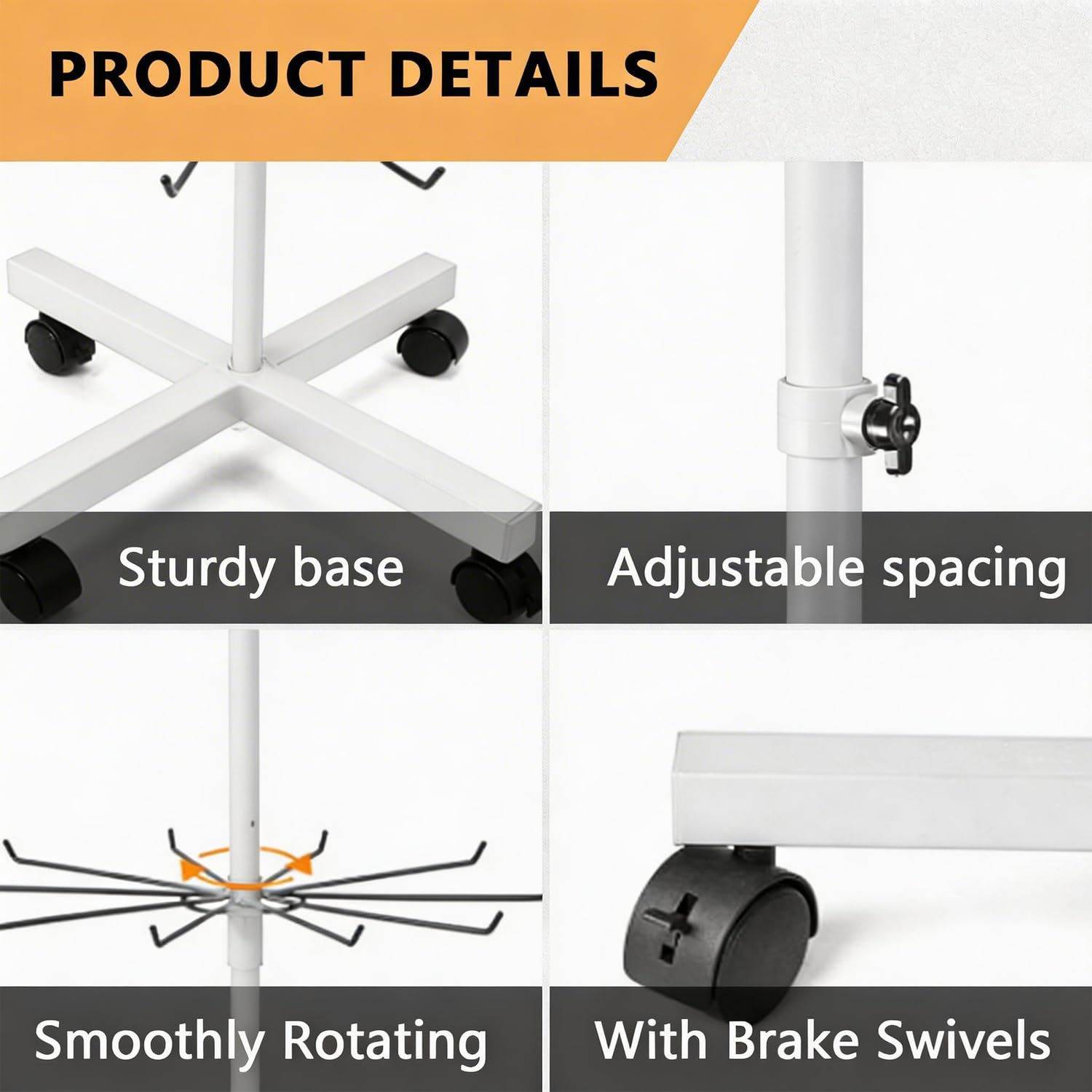 Expositor giratorio de 7 niveles, soporte de metal multifuncional con ganchos, soporte de gancho ajustable para colgar en sombreros, calcetines, cuerdas para el pelo, joyas