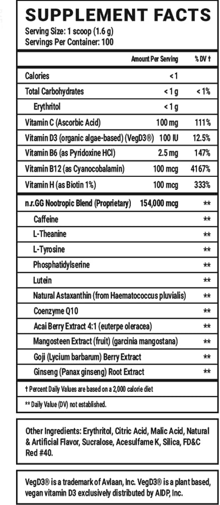 Gamer Supps GG® Energy - Good by SMii7Y (100 Servings) - Keto Friendly Gaming Energy and Nootropic Blend, Sugar Free + Organic Caffeine + Vitamins + Immune Support, Powder Drink - Image 4