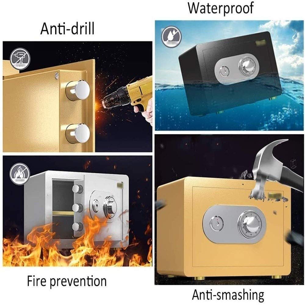 Caja Fuerte, Cajas Fuertes Ignífugas E Impermeables para El Hogar Y Cajas De Seguridad, Armario Mecánico con Contraseña, Pequeña, Ignífuga E Impermeable, Antirrobo, Llave,
