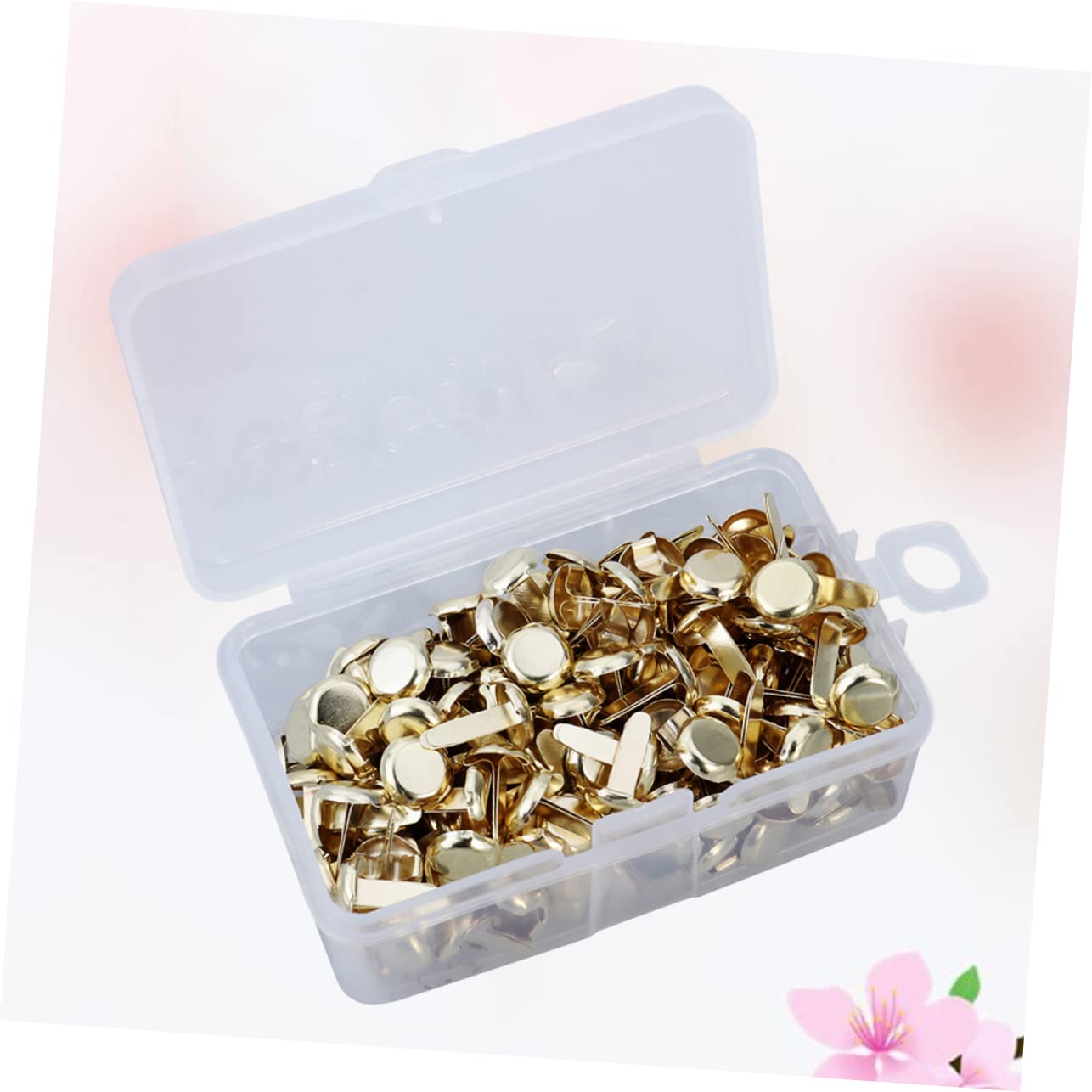 VILLCASE Electroplated Nails 200pcs Round Metal Brads Gold Paper Fasteners with Storage Case