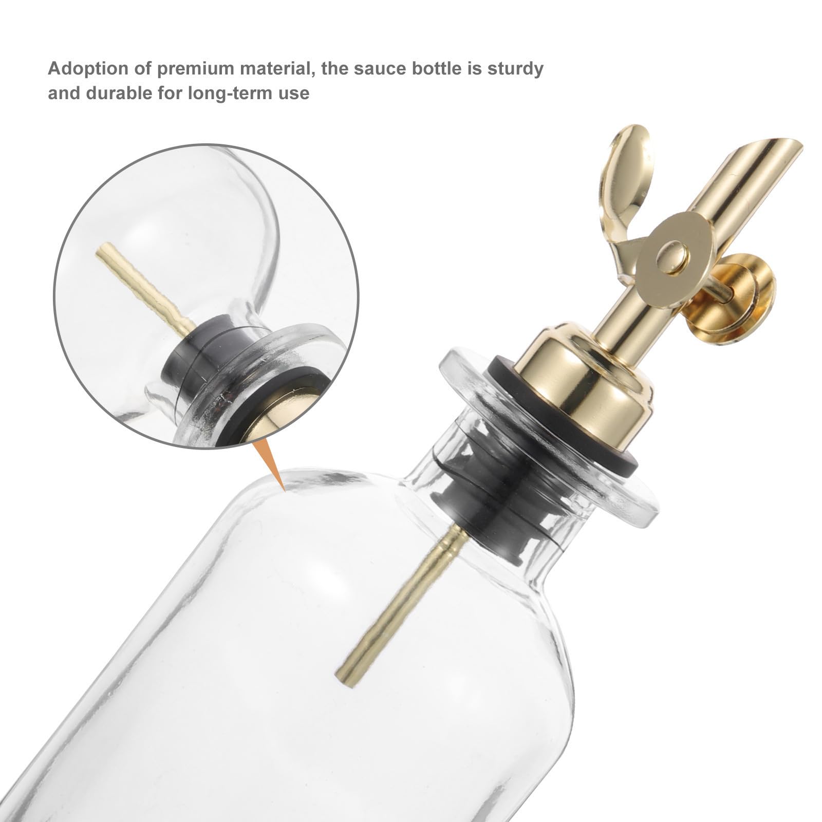 Genérico 2 Piezas Botella Dispensadora de Aceite y Vinagre de Vidrio 350ml Tapa Automática Dorada, Resistente y Fácil de Limpiar para Cocina y Barbacoa