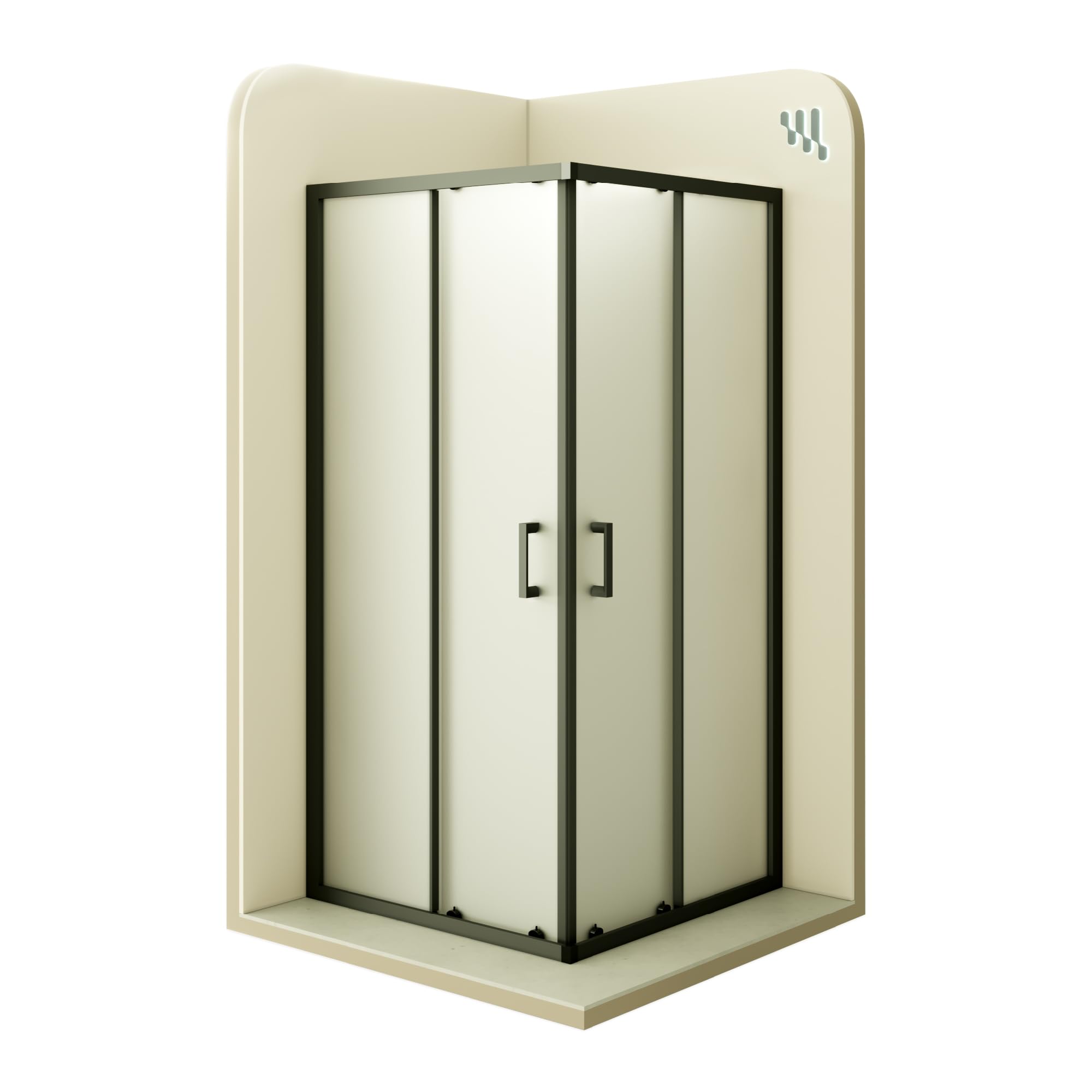 Mampara de Ducha Diana 80x100x180cm | REVERSIBLE | Puertas correderas, Ajuste 77,5-79,5 x 97,5-99,5cm | Perfiles Negros, cristal de seguridad ESG Satinado de 6mm