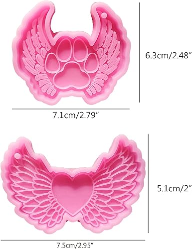 Miniatura 1 de Llavero de ala de ángel, molde decorativo de resina epoxi con agujero, llavero colgante, moldes para llavero para fundición de resina