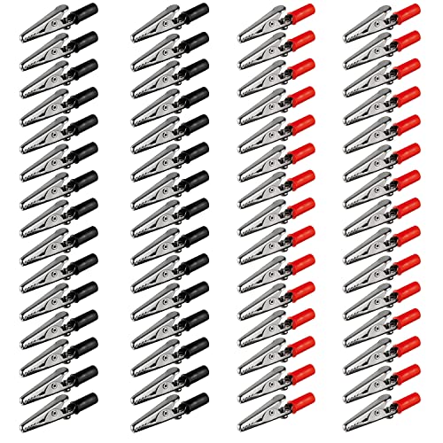 GTIWUNG 60 Piezas Pinzas de Cocodrilo Electronica, Clip Alligator Pinzas de Prueba de Metal Prueba por Electricista Trabajo, Clip de Metal Batería Pinzas de Pinza de Cocodrilo, Rojo y Negro