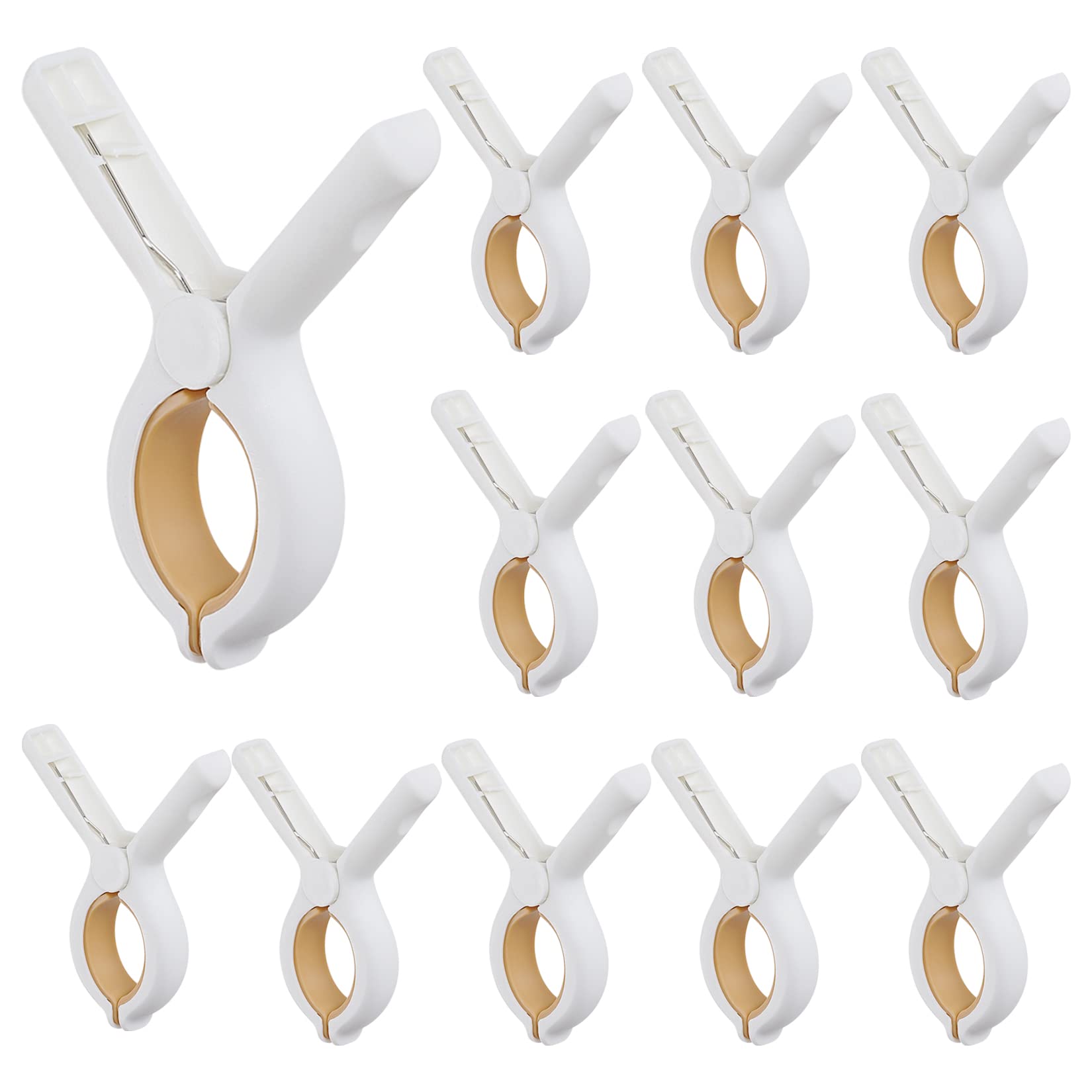 Photo 1 of 12 Pcs Beach Towel Clips for Beach Chairs Cruise, Beach Towel Holder, Quilt Drying Clip, Pool Lounge Chair Towel Clips, Clothes Pins Heavy Duty Outdoor (Medium)